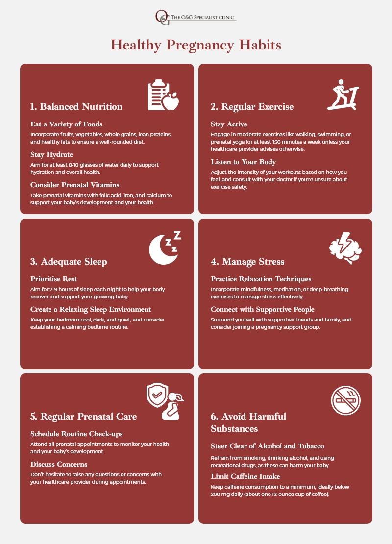 An infographic about healthy pregnancy habits.